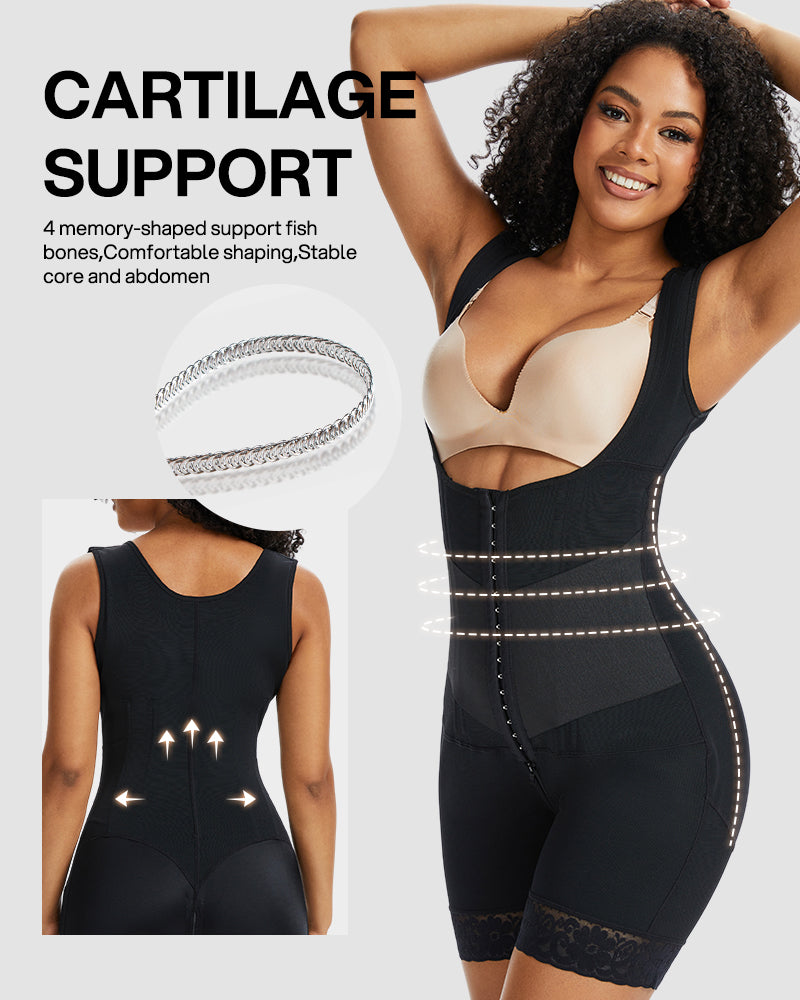 PowerMesh Double-Layer Open Bust Full Body Shaper