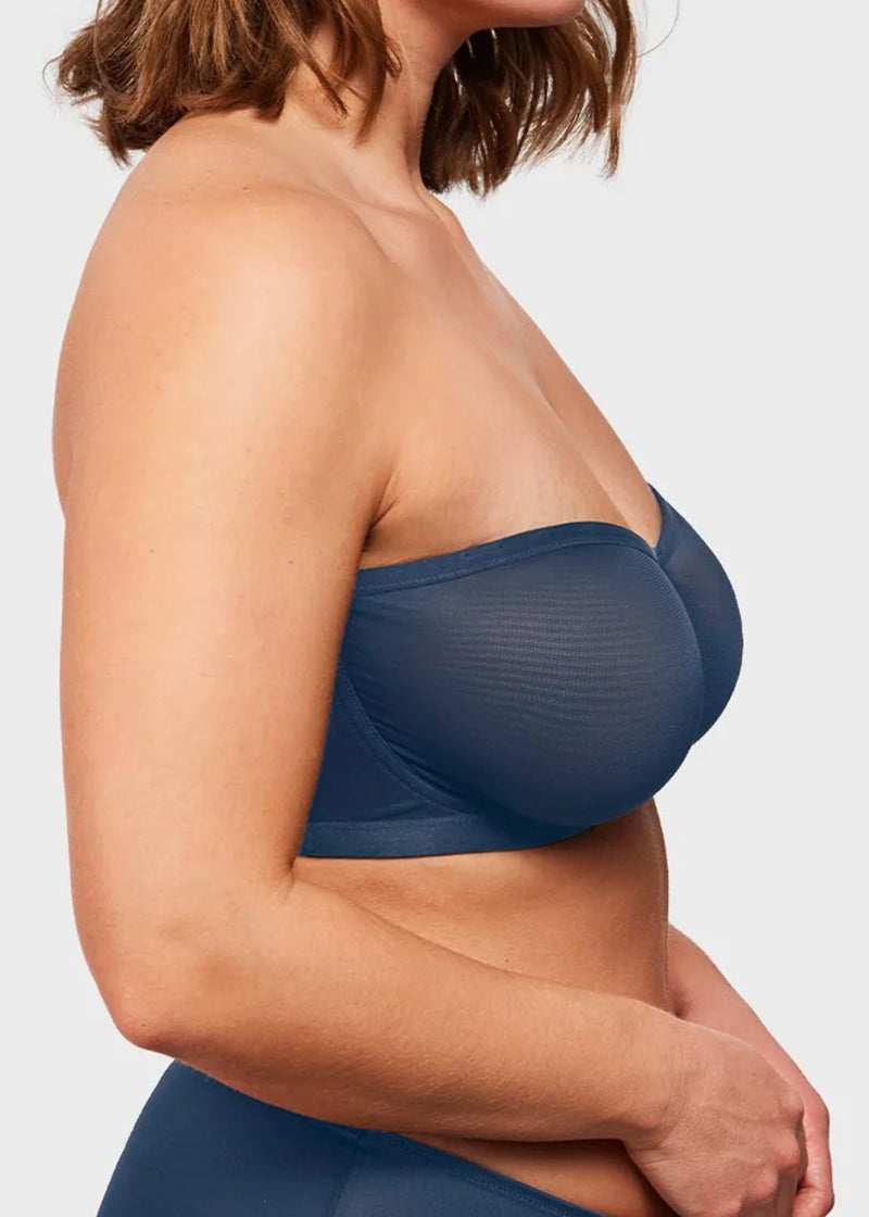 Strapless Mesh Balconette Underwire Bra