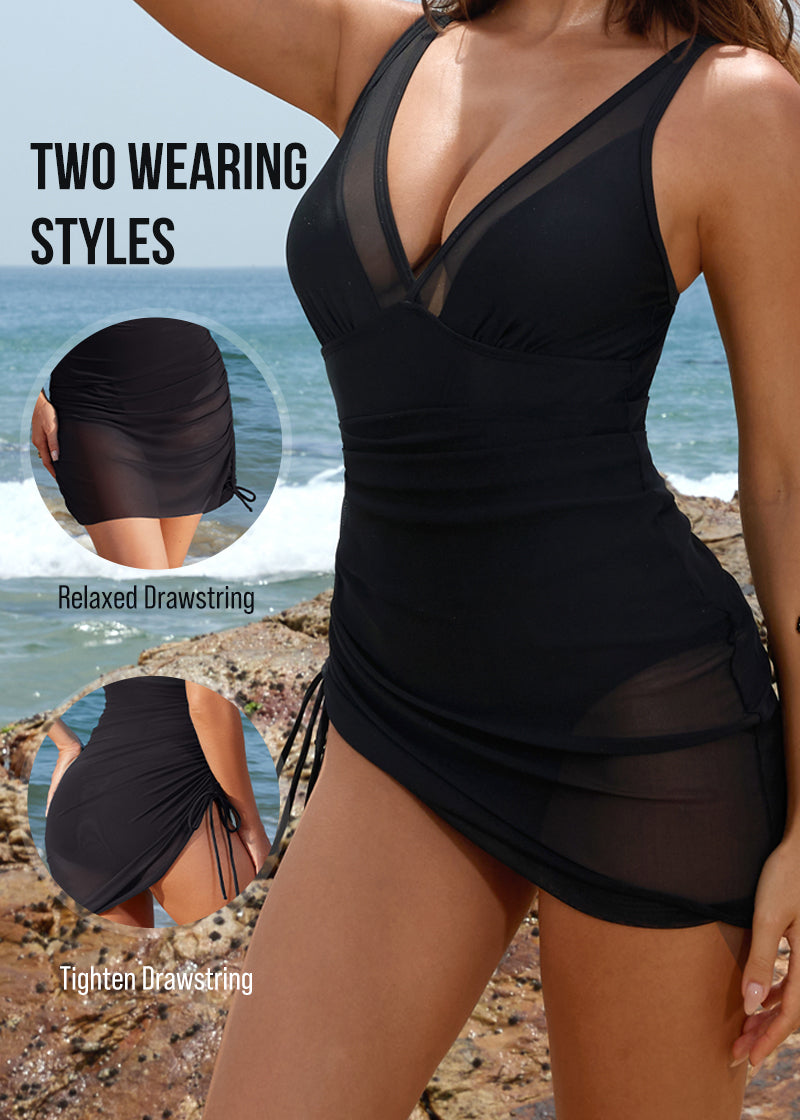 Slimming Mesh Sheer Sarong Wraps Bathing Suit