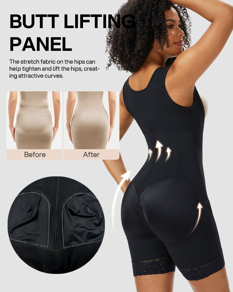 PowerMesh Double-Layer Open Bust Full Body Shaper