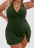 Plus Size Tummy Control Knot Detailed Swimdress