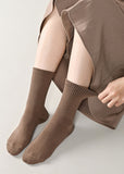 Ribbed Knit Cotton Crew Socks
