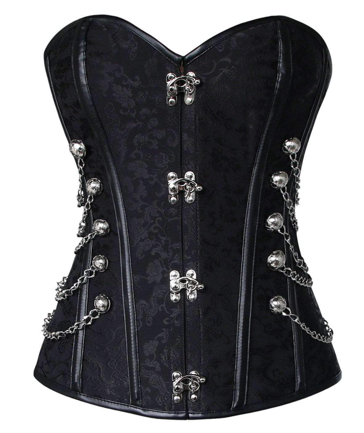 LilyLove®Women's Spiral Steel Boned Steampunk Gothic Bustier Corset with Chains