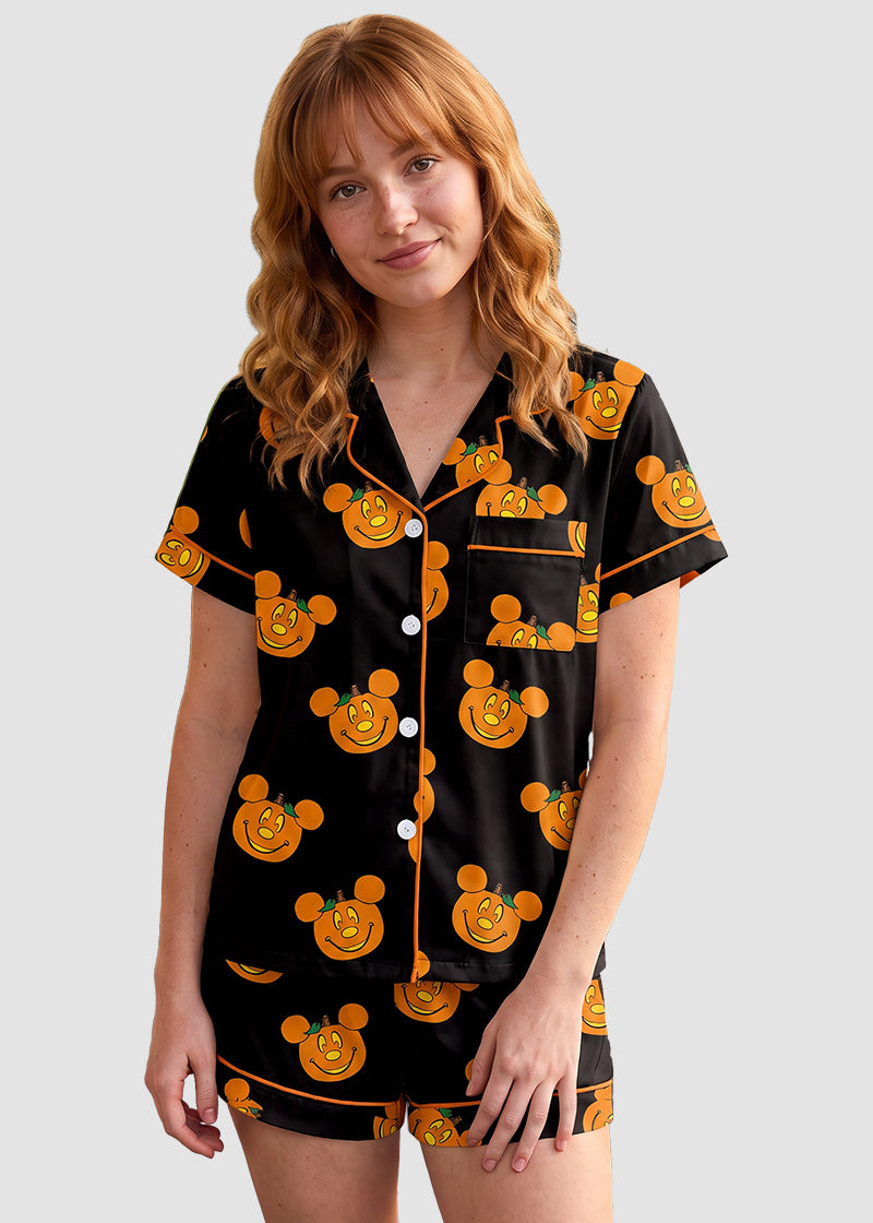 Cute Halloween Cartoon Print 2-Piece Pajama Set