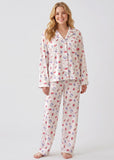 Cotton Floral & Fruit Print Long Sleeve Pajama Set -Tops & Pants