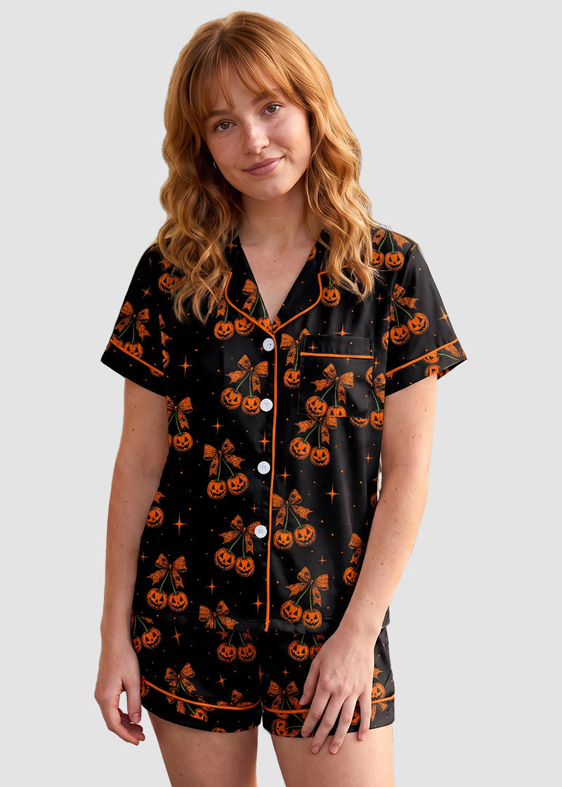 Cute Halloween Cartoon Print 2-Piece Pajama Set