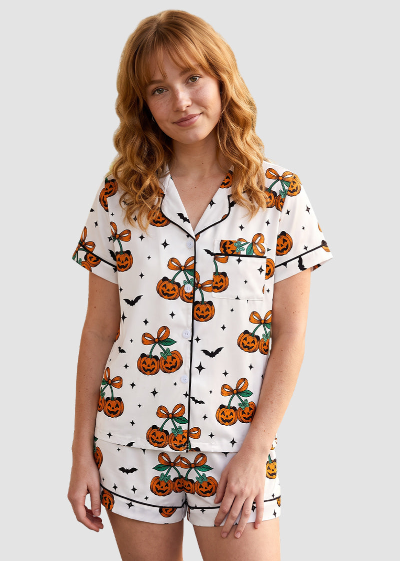 Cute Halloween Cartoon Print 2-Piece Pajama Set