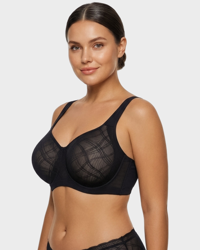 Ultra-Lightweight Full Coverage Cup Jacquard Mesh Comfort Bra
