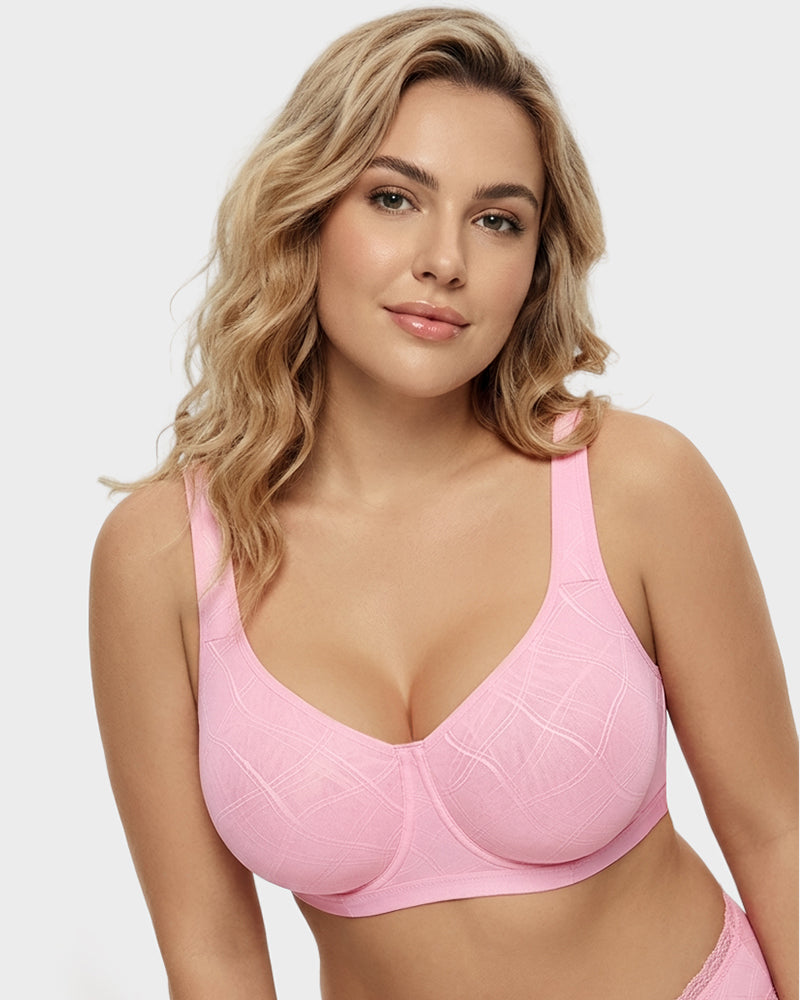 Ultra-Lightweight Full Coverage Cup Jacquard Mesh Comfort Bra