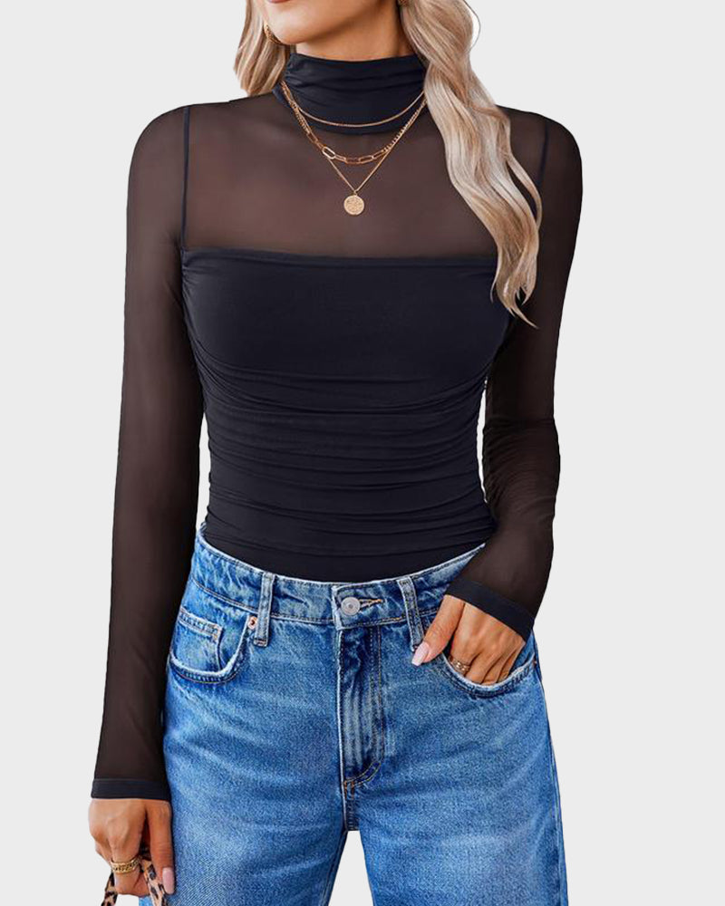 Long Sleeve Bodysuit Turtle Neck Shapewear