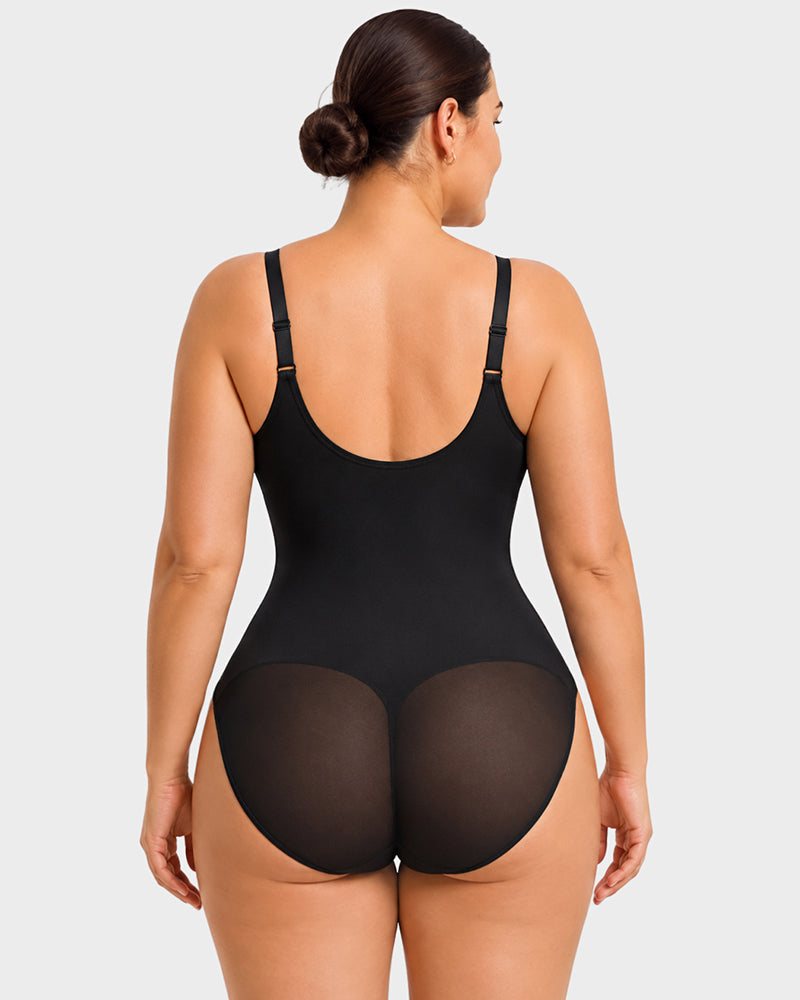 Zip-Front Tummy Control Shapewear Bodysuit