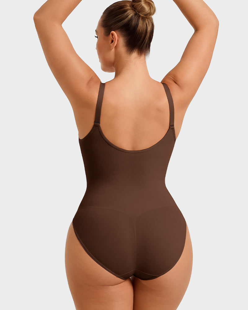 Zip-Front Tummy Control Shapewear Bodysuit