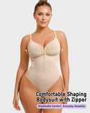 Zip-Front Tummy Control Shapewear Bodysuit