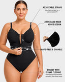 Zip-Front Tummy Control Shapewear Bodysuit