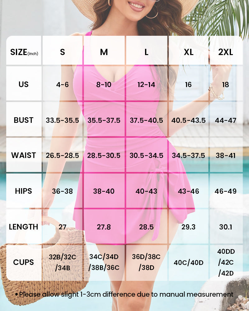 LilyLove®Deep V Knot Detail Skirted Swimsuit