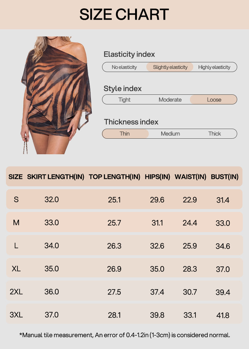 Fashion Animal Print Shawl Top & Mini Skirt Two-Piece Set