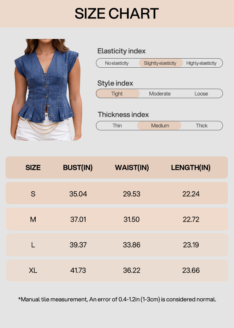 Women's V Neck Denim Vests Tops
