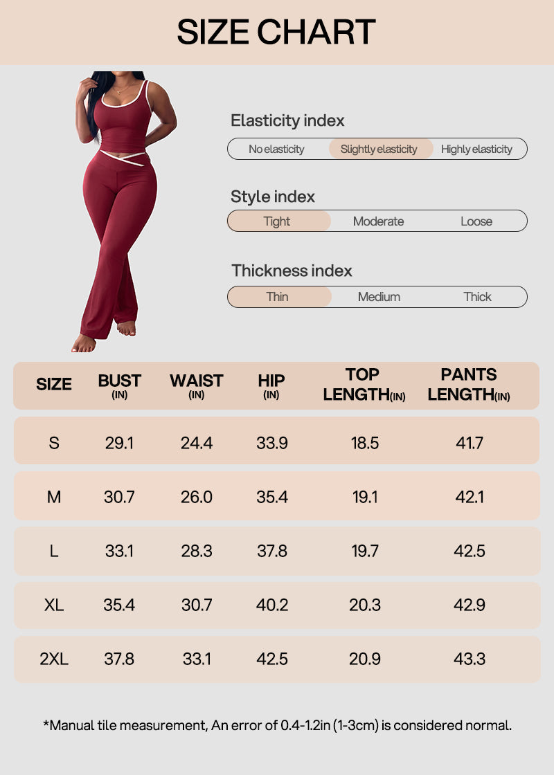 Women's Color Block Crop Tank & Flare Pants Set