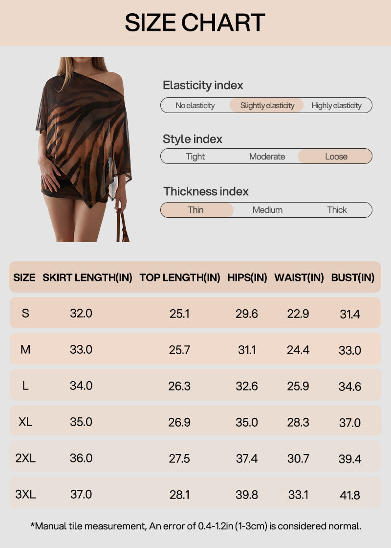 Fashion Animal Print Shawl Top & Mini Skirt Two-Piece Set