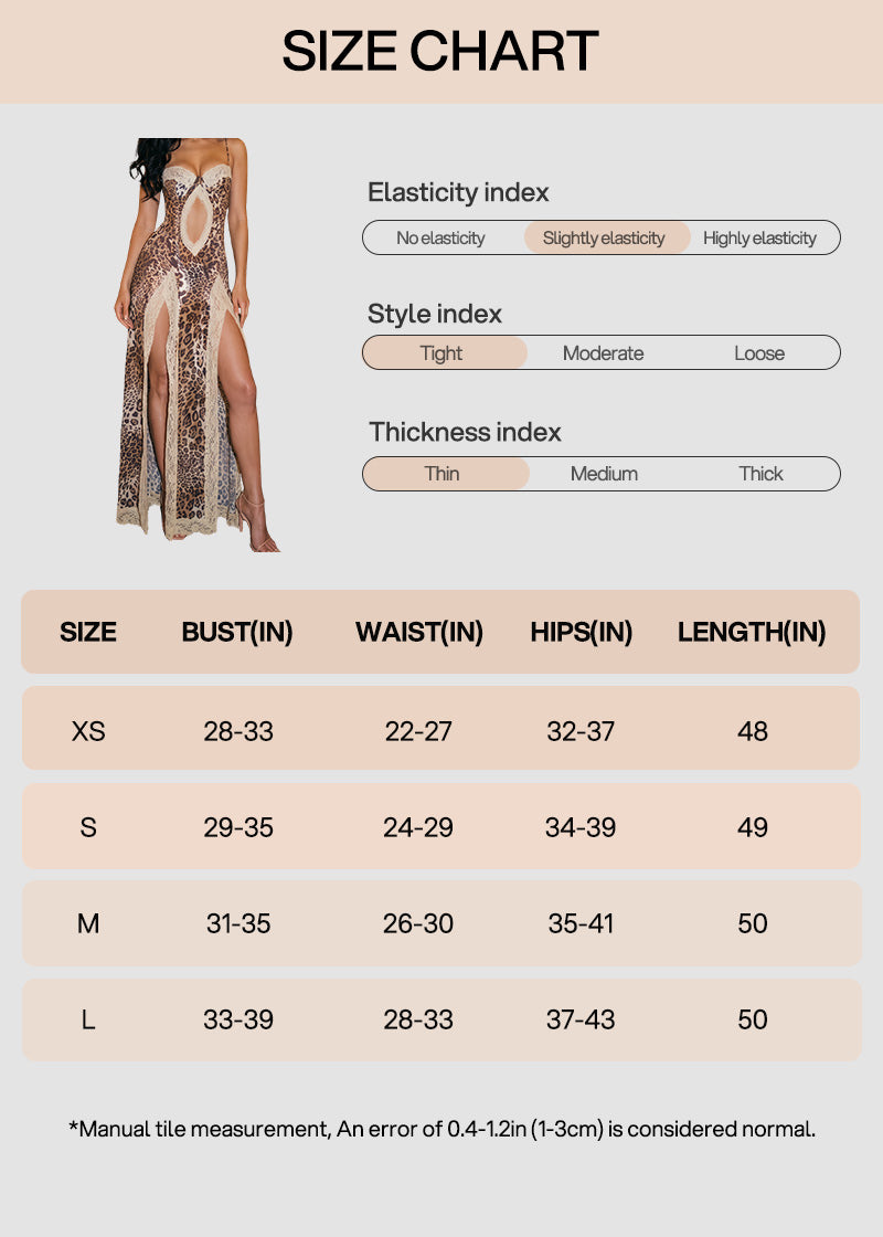 Women's Leopard Print Sexy Club Dress Lace Trim Nightgown