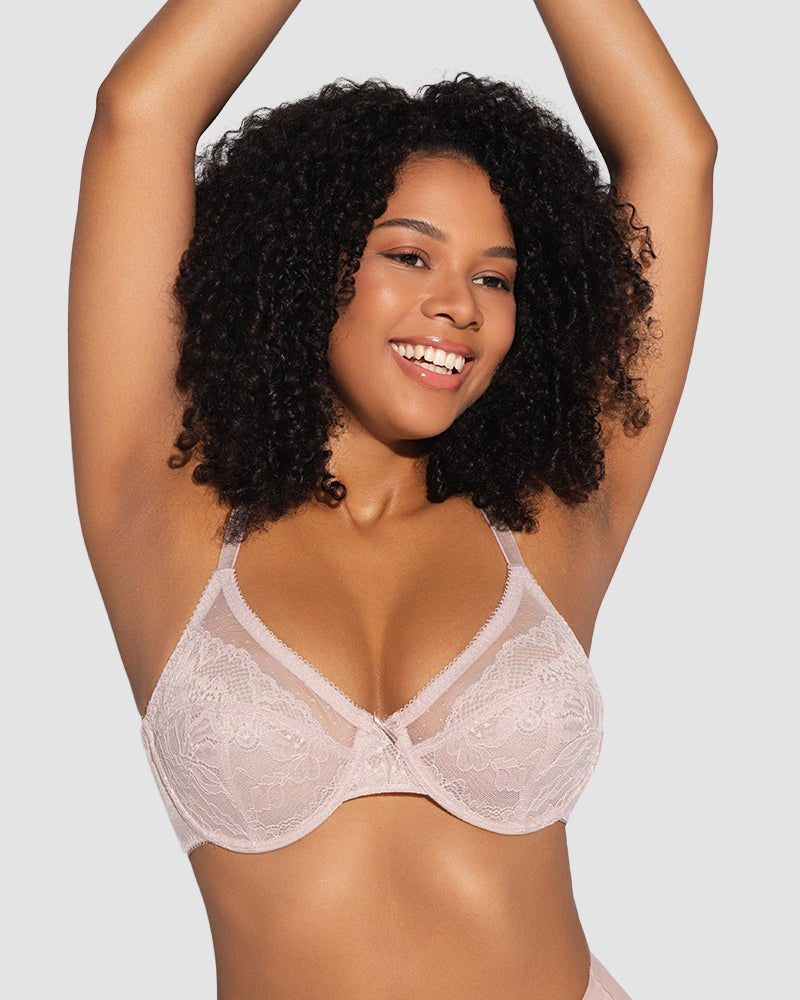 BOGO🔥Unlined Mesh Full Coverage Lace Minimizer Bra