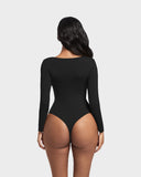 Lilylove®Seamless Sculpt Long Sleeve Scoop Neck Thong Bodysuit