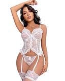 Lily Love® 3pcs Adjustable Strap Backless Lace Lingerie Set