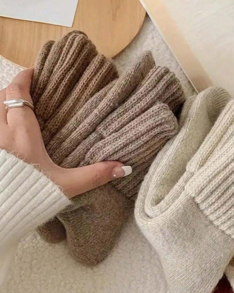 Cozy Ribbed Fleece Lined Crew Socks